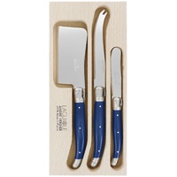 Laguiole by Andre Verdier Debutant Cheese Knife Set of 3 - Stainless Steel/Blue