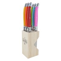 Set of 6 Laguiole Andre Verdier Debutant Debutant Serrated  Steak Knife - Rainbow Multi