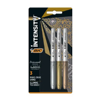 Pack of 3 BIC Intensity Permanent Markers Metallic