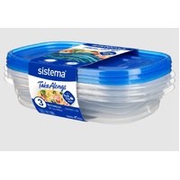 Sistema 950mL Rectangle TakeAlong Containers 3 Pack