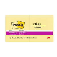 Pack of 6 Post-it Super Sticky Notes 76 x 76mm 90 Sheets (Total 540)