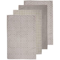 Ladelle Benton Microfibre Kitchen Tea Towels 4Pk 43cm x 68cm - Taupe